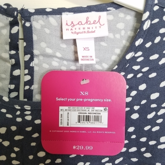 Isabel Maternity Blue Waterspot Maternity Midi XS - Picture 2 of 5